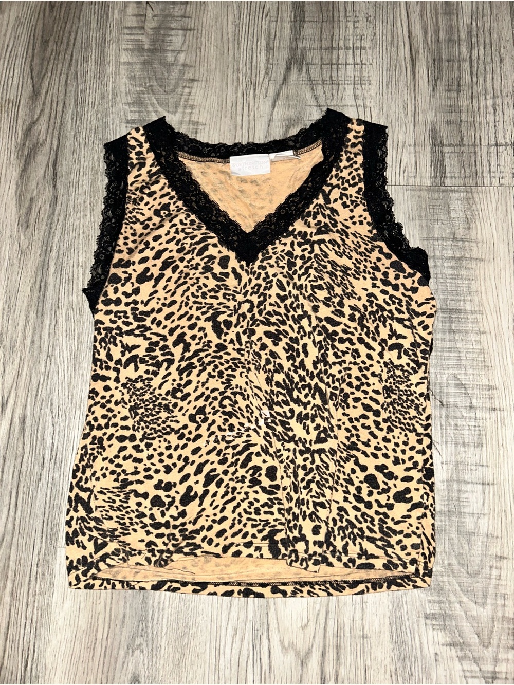 Worthington Leopard-Print Lace-Trim Camisole in Tan and Black